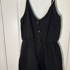 Zara Black One Piece Jumpsuit with Spaghetti Straps